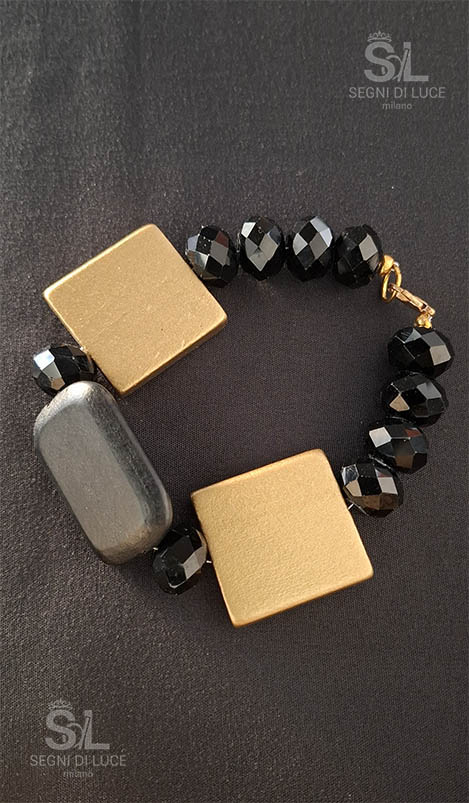 bracciale azalea nero oro sfaccettato