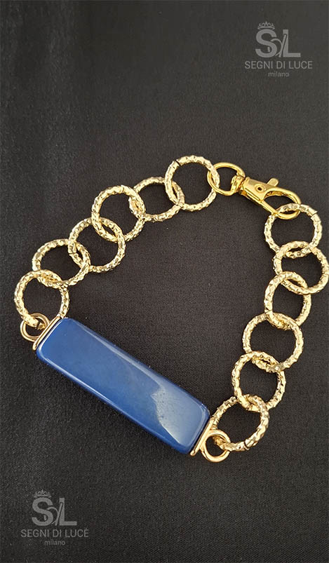 bracciale garofano pietra blu catena