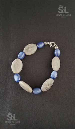 bracciale gelsomino grigio blu sassi pietre piatte