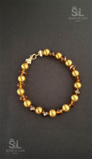 bracciale lilium perle oro rum tabacco miele