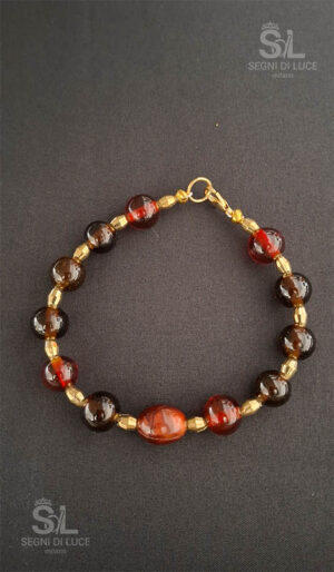 bracciale narciso rosso scuro oro