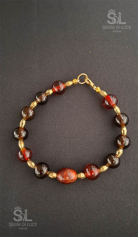 bracciale narciso rosso scuro oro