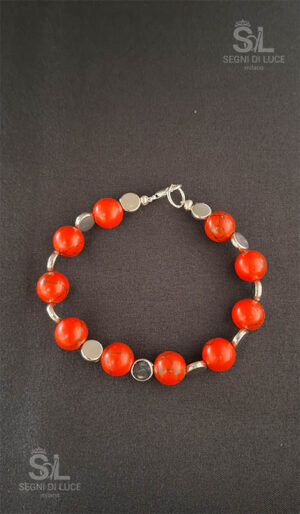 bracciale orchidea rosso corallo argento