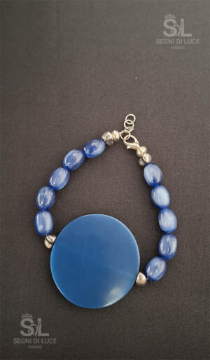 bracciale ranuncolo blu pendente rotondo blu