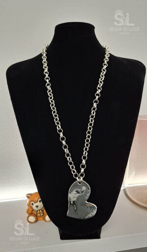 Collana cuore argento bugnato pezzo unico regalo San Valentino