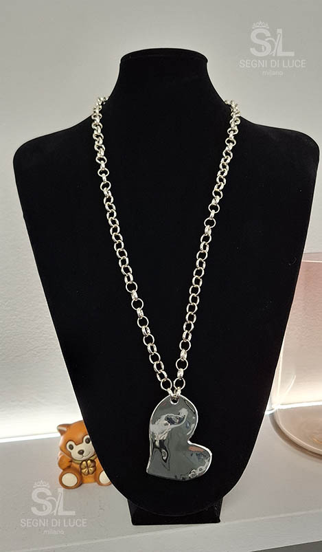 Collana cuore argento bugnato pezzo unico regalo San Valentino